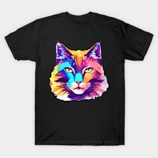 Colorful Head Cat T-Shirt